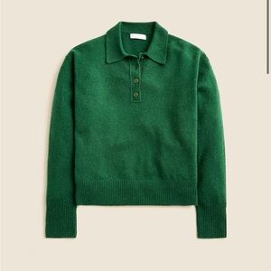 J. Crew Long-sleeve Emerald Green Sweater with Collar in Supersoft Yarn Sz Small
